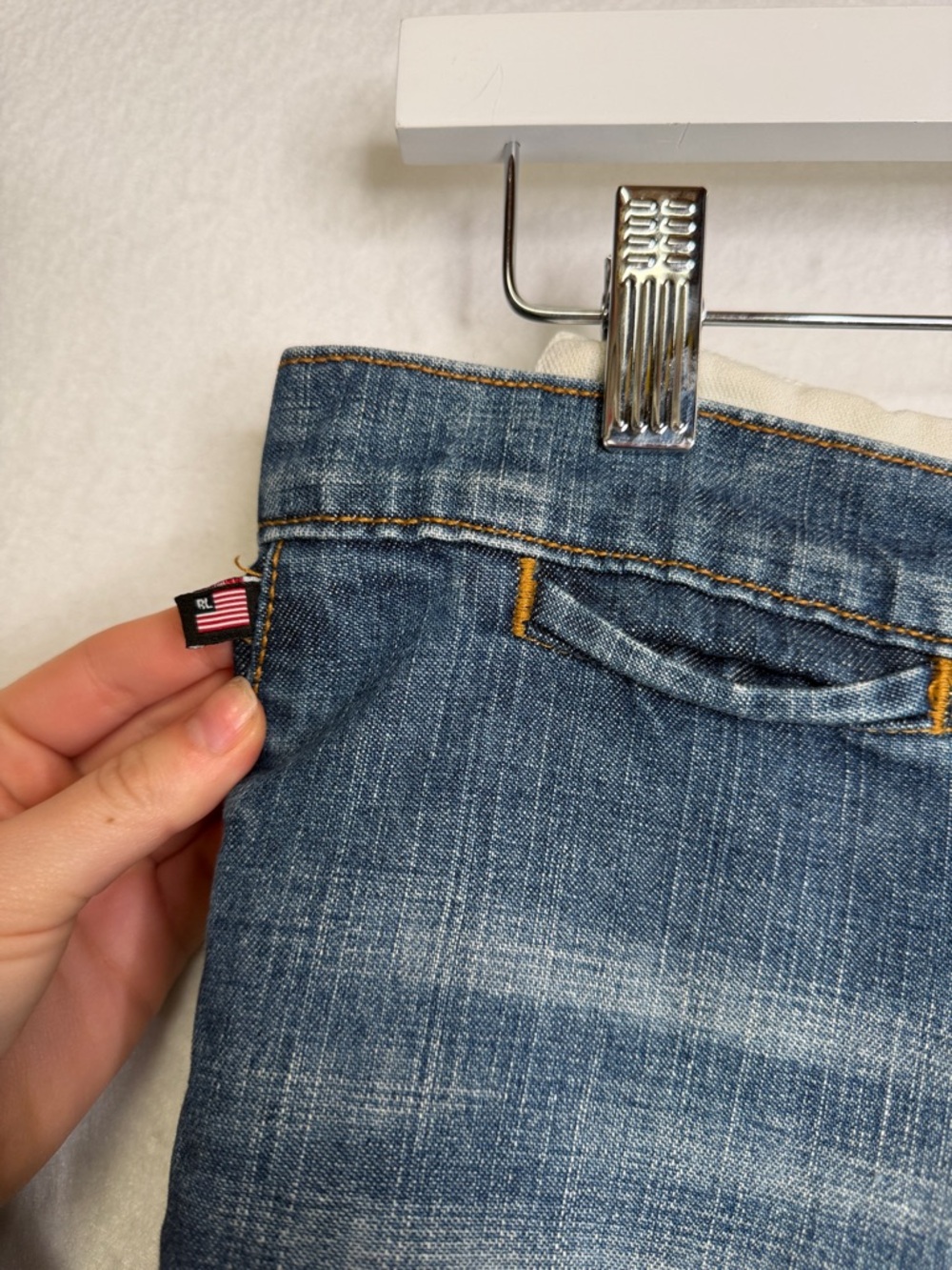 Vintage Y2K Ralph Lauren Capri Knee Seam Blue Jeans | 6 - Picture 2 of 5